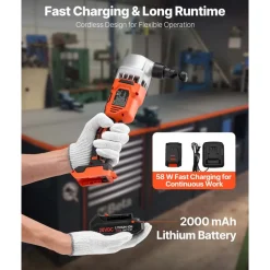 VEVOR Cordless Metal Nibbler, with 18 V 2000 mAh Battery, 1200 RPM Brushless Motor, Electric Nibbler Metal Cutter with Plastic Carrying Case for Cutting Stainless Steel, Aluminum, and Copper Sheet