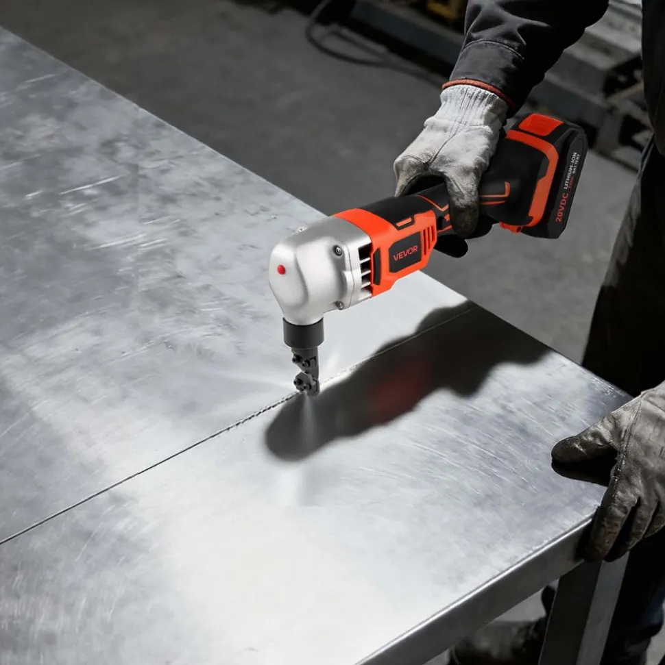 VEVOR Cordless Metal Nibbler, with 18 V 2000 mAh Battery, 1200 RPM Brushless Motor, Electric Nibbler Metal Cutter with Plastic Carrying Case for Cutting Stainless Steel, Aluminum, and Copper Sheet