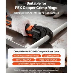 VEVOR Cordless Mini Press Tool, 18V Electric Pipe Crimping Tool for 1/2