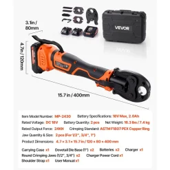 VEVOR Cordless Mini Press Tool, 18V Electric Pipe Crimping Tool for 1/2