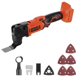 VEVOR Cordless Oscillating Tool, 20V Multitool Oscillating Tool with 6 Variable Speeds 8500 - 17000 OPM, 3.2° Oscillating Angle, 8PCS Saw Accessories & LED Work Light (Battery Pack Not Included)