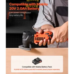 VEVOR Cordless Oscillating Tool, 20V Multitool Oscillating Tool with 6 Variable Speeds 8500 - 17000 OPM, 3.2° Oscillating Angle, 8PCS Saw Accessories & LED Work Light (Battery Pack Not Included)