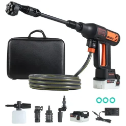 VEVOR Cordless Pressure Washer, 1200PSI MAX Portable Pressure Washer with Brushless Motor, Dual Batteries, 6-in-1 Nozzle & Water Hose, 4 Speed Adjustable, Handheld Power Cleaner for Home Garden Patio