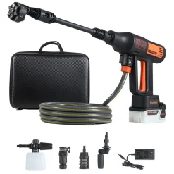 VEVOR Cordless Pressure Washer, 1200PSI MAX Portable Pressure Washer with Brushless Motor, Â 6-in-1 Nozzle & Water Hose, 4 Speed Adjustable, Battery Powered Handheld Power Cleaner for Home Garden Patio