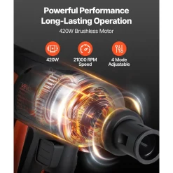 VEVOR Cordless Pressure Washer, 1200PSI MAX Portable Pressure Washer with Brushless Motor, 6-in-1 Nozzle & Water Hose, 4 Speed Adjustable, Battery Powered Handheld Power Cleaner for Home Garden Patio