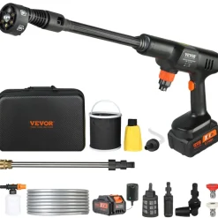 VEVOR Cordless Pressure Washer, 580-PSI 1.1 GPM Portable Power Cleaner, Handheld High-Pressure Car Washer Gun with 4.0Ah Battery, Charger, 6-in-1 Nozzle, for Home/Floor Cleaning & Watering