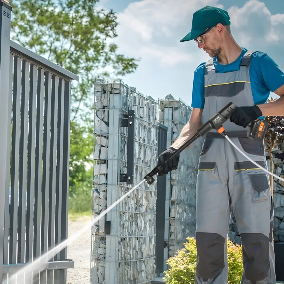 VEVOR Cordless Pressure Washer, 580-PSI 1.1 GPM Portable Power Cleaner, Handheld High-Pressure Car Washer Gun with 4.0Ah Battery, Charger, 6-in-1 Nozzle, for Home/Floor Cleaning & Watering