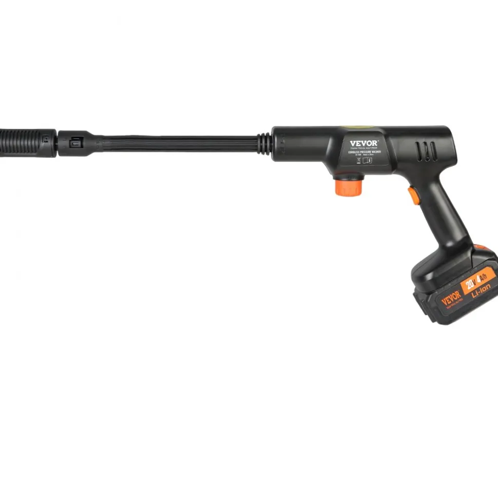 VEVOR Cordless Pressure Washer, 580-PSI 1.1 GPM Portable Power Cleaner, Handheld High-Pressure Car Washer Gun with 4.0Ah Battery, Charger, 6-in-1 Nozzle, for Home/Floor Cleaning & Watering