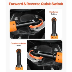 VEVOR Cordless Ratchet Wrench, 3/8 inch Drive, 230 RPM, up to 88 ft-lbs of Torque, Battery Powered Electric Ratchet Wrench Set with Two 2.0Ah Batteries, Charger, Sockets, Adaptors and Cloth Bag