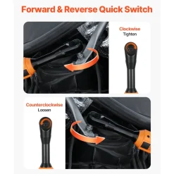 VEVOR Cordless Ratchet Wrench, 3/8 inch Drive, 230 RPM, up to 66 ft-lbs of Torque, Battery Powered Electric Ratchet Wrench Set with Two 2.0Ah Batteries, Charger, Sockets, Adaptors and Cloth Bag