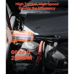 VEVOR Cordless Ratchet Wrench, 3/8 inch Drive, 230 RPM, up to 66 ft-lbs of Torque, Battery Powered Electric Ratchet Wrench Set with Two 2.0Ah Batteries, Charger, Sockets, Adaptors and Cloth Bag