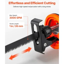 VEVOR Cordless Reciprocating Saw, 20 V, 3000 SPM Variable Speed, 1 inch Stroke Length, Electric Reciprocating Saw with Battery, Charger, 8 Blades, and Carrying Bag, for Wood and Plastic Cutting
