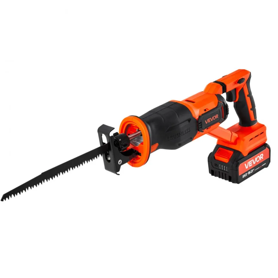 VEVOR Cordless Reciprocating Saw, 20 V, 3000 SPM Variable Speed, 1 inch Stroke Length, Electric Reciprocating Saw with Battery, Charger, 8 Blades, and Carrying Bag, for Wood and Plastic Cutting