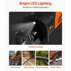 VEVOR Cordless Reciprocating Saw, 20 V, 3000 SPM Variable Speed, 1 inch Stroke Length, Electric Reciprocating Saw with Battery, Charger, 8 Blades, and Carrying Bag, for Wood, Metal and Plastic Cutting