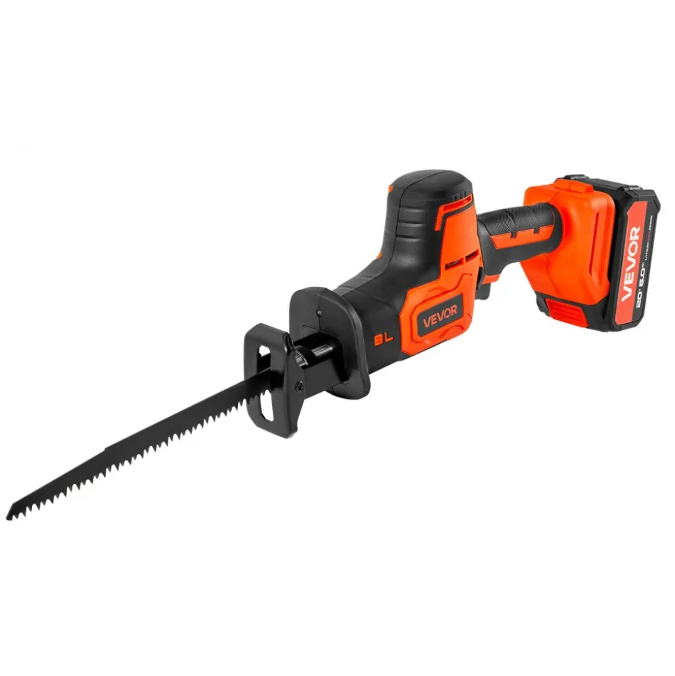 VEVOR Cordless Reciprocating Saw, 20 V, 3000 SPM Variable Speed, 1 inch Stroke Length, Electric Reciprocating Saw with Battery, Charger, 8 Blades, and Carrying Bag, for Wood, Metal and Plastic Cutting