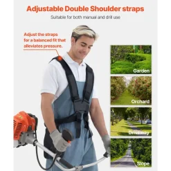 VEVOR Cordless String Trimmer, 43 cc 2-Stroke, Gas Powered Weed Wacker, 17