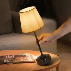 VEVOR Cordless Table Lamp, 5200mAh Built-in Rechargeable Battery Desk Lamp, 3-Level Brightness, Fabric Shade, 2700-3000K Color Temperature, Table Light for Restaurant, Bedroom, Bar Counter, Black
