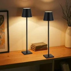 VEVOR Cordless Table Lamp, 2-Pack, 5200mAh Built-in Rechargeable Battery Desk Lamp, Stepless Dimming Up, 3 Adjustable Heights, Detachable Lampshade for Bottle, Restaurant, Bedroom, Outdoor, Black