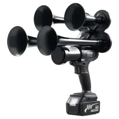 VEVOR Cordless 4-Trumpet Air Horn 130dB Train Air Horn & Built-in Air Pump, 18V 4Ah Lithium Battery, Powerful Sound, Strong Penetration, Handheld Portable for Vehicle Alerts, Holiday & Sporting Events