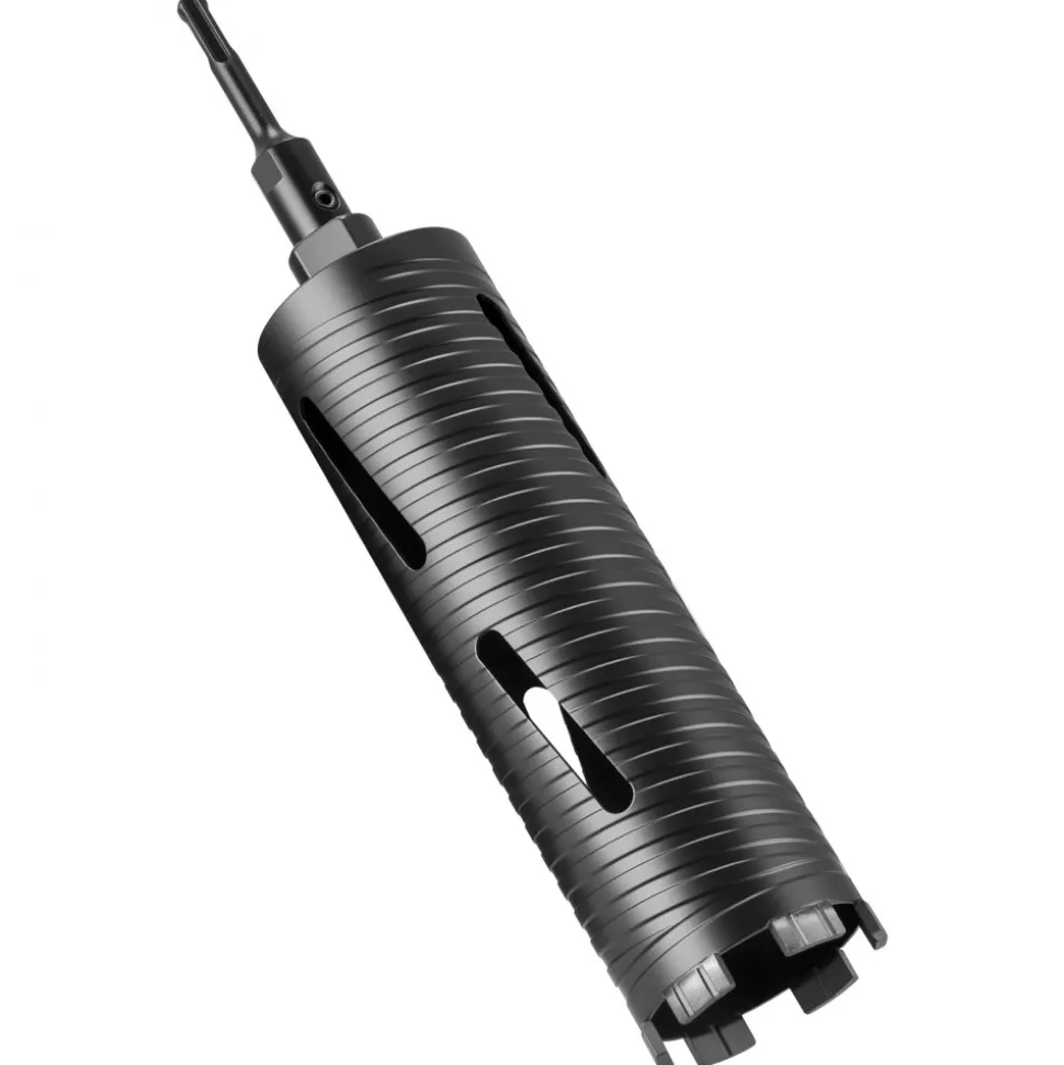 VEVOR Core Drill Bit, 3 inch Diameter, 9-1/2 inch Drilling Depth, 5/8-11 Internal Thread, Diamond Dry Coring Bit with 3 Adapters, Pilot Drill and Hex Wrench, for Concrete, Red Bricks, and Masonry