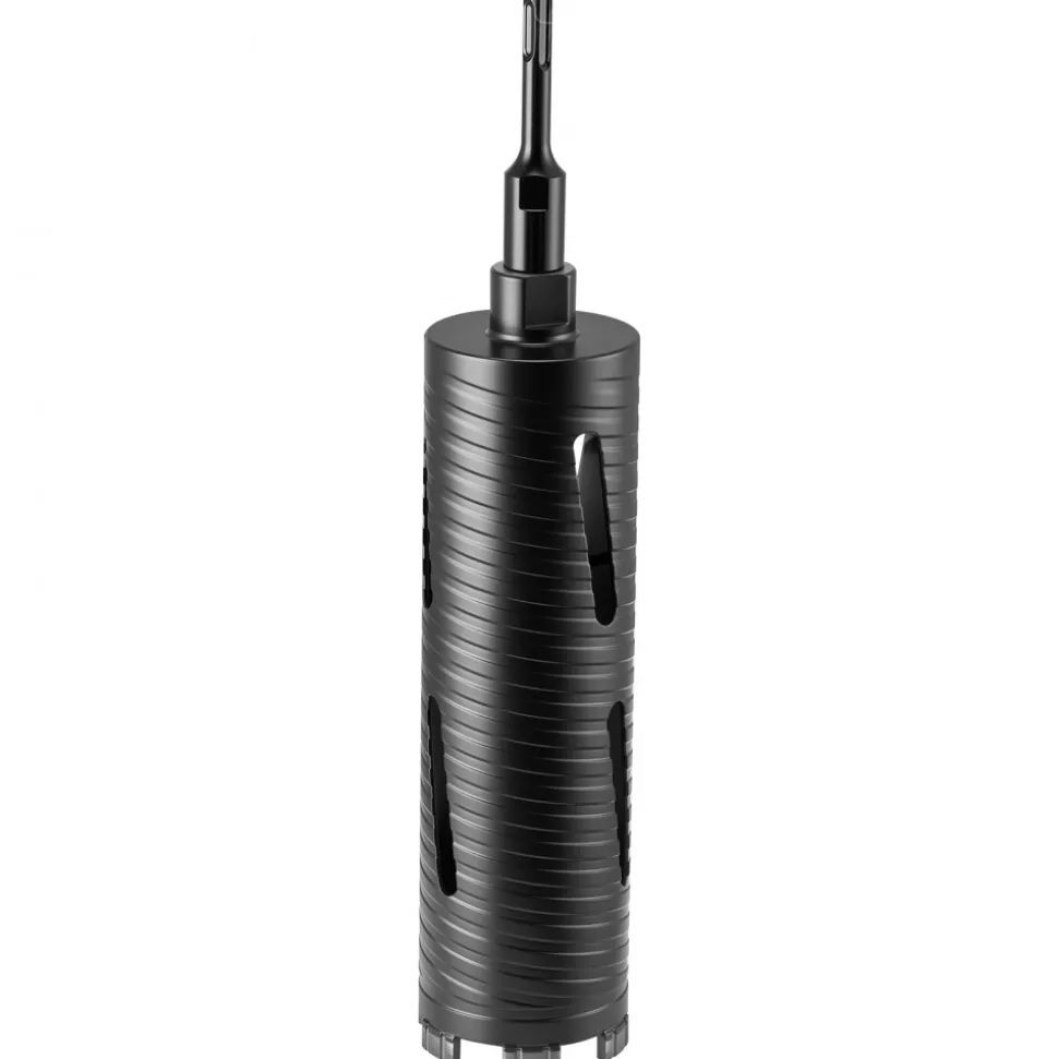 VEVOR Core Drill Bit, 3 inch Diameter, 9-1/2 inch Drilling Depth, 5/8-11 Internal Thread, Diamond Dry Coring Bit with 3 Adapters, Pilot Drill and Hex Wrench, for Concrete, Red Bricks, and Masonry