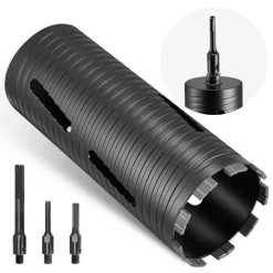 VEVOR Core Drill Bit, 4 inch Diameter, 14 inch Drilling Depth, 1-1/4 in-7 Internal Thread, High-Precision Welding Technology, Wet Diamond Core Bit for Reinforced Concrete, Red Bricks, and Masonry