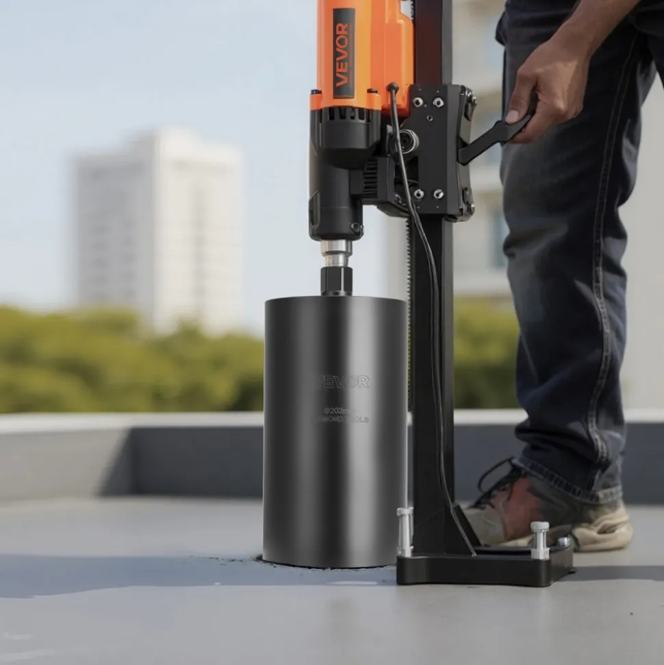 VEVOR Core Drill Bit, 2-1/2 inch Diameter, 9-1/2 inch Drilling Depth, 5/8-11 Internal Thread, Diamond Dry Coring Bit with 3 Adapters, Pilot Drill and Hex Wrench, for Concrete, Red Bricks, and Masonry