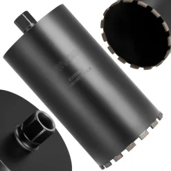 VEVOR Core Drill Bit, 2-1/2 inch Diameter, 9-1/2 inch Drilling Depth, 5/8-11 Internal Thread, Diamond Dry Coring Bit with 3 Adapters, Pilot Drill and Hex Wrench, for Concrete, Red Bricks, and Masonry
