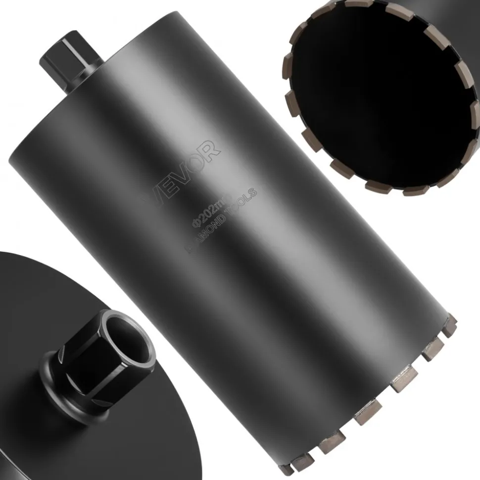 VEVOR Core Drill Bit, 2-1/2 inch Diameter, 9-1/2 inch Drilling Depth, 5/8-11 Internal Thread, Diamond Dry Coring Bit with 3 Adapters, Pilot Drill and Hex Wrench, for Concrete, Red Bricks, and Masonry
