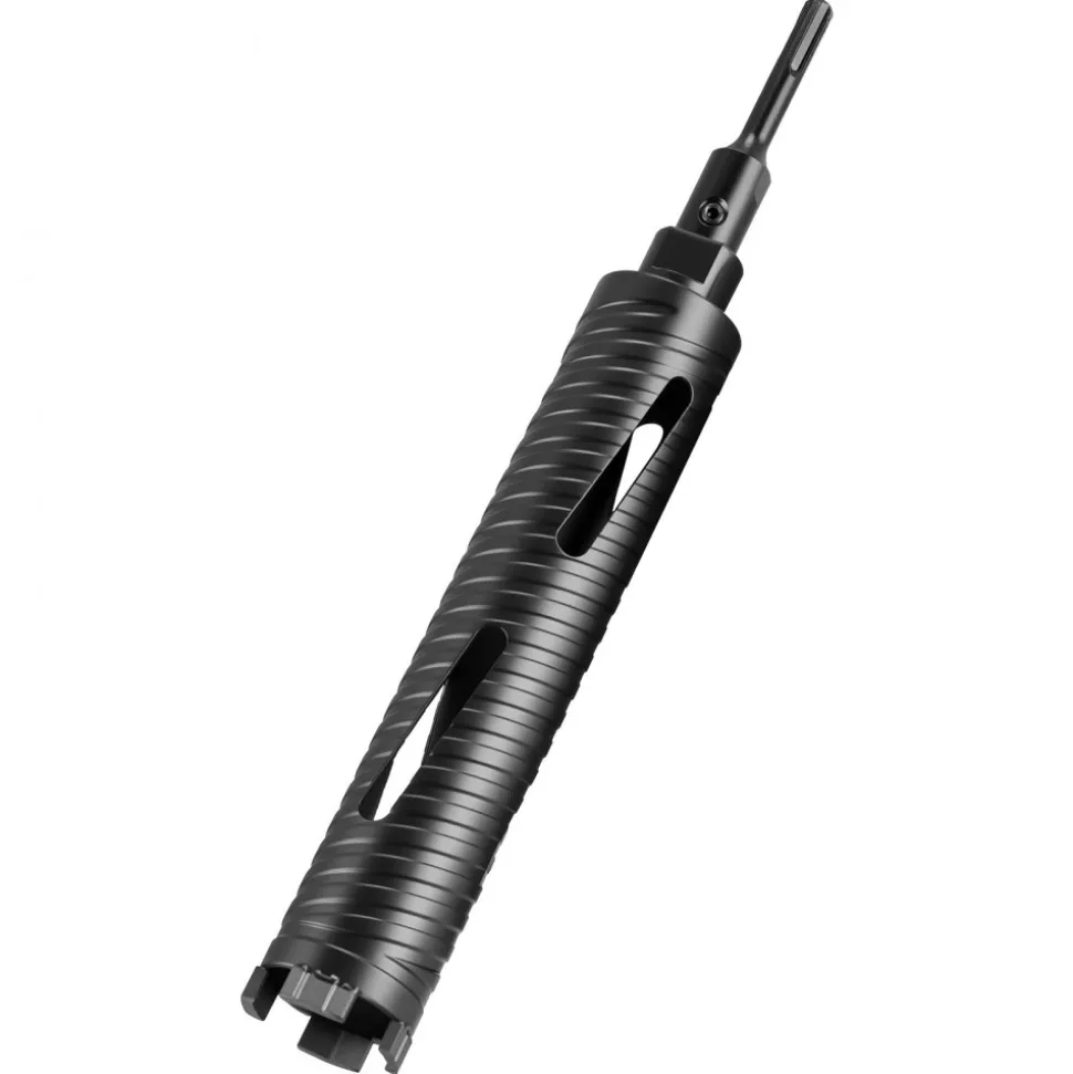 VEVOR Core Drill Bit, 2 inch Diameter, 9-1/2 inch Drilling Depth, 5/8-11 Internal Thread, Diamond Dry Coring Bit with 3 Adapters, Pilot Drill and Hex Wrench, for Concrete, Red Bricks, and Masonry