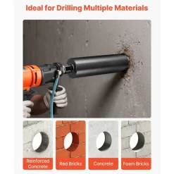 VEVOR Core Drill Bit, 4-1/2 inch Diameter, 14 inch Drilling Depth, 1-1/4 in-7 Internal Thread, High-Precision Welding Technology, Wet Diamond Core Bit for Reinforced Concrete, Bricks, and Masonry