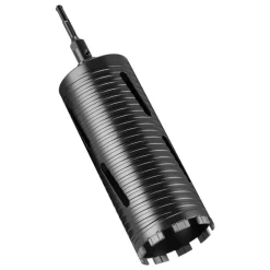 VEVOR Core Drill Bit, 4 inch Diameter, 9-1/2 inch Drilling Depth, 5/8-11 Internal Thread, Diamond Dry Coring Bit with 3 Adapters, Pilot Drill and Hex Wrench, for Concrete, Red Bricks, and Masonry
