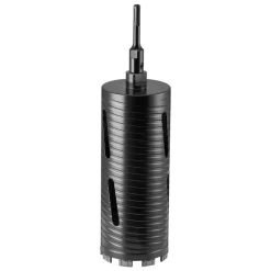 VEVOR Core Drill Bit, 4 inch Diameter, 9-1/2 inch Drilling Depth, 5/8-11 Internal Thread, Diamond Dry Coring Bit with 3 Adapters, Pilot Drill and Hex Wrench, for Concrete, Red Bricks, and Masonry