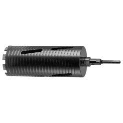 VEVOR Core Drill Bit, 4 inch Diameter, 9-1/2 inch Drilling Depth, 5/8-11 Internal Thread, Diamond Dry Coring Bit with 3 Adapters, Pilot Drill and Hex Wrench, for Concrete, Red Bricks, and Masonry
