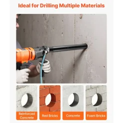 VEVOR Core Drill Bit, 6 Pieces, 1/2/3/4/5/6 inch Diameter, 14 inch Drilling Depth, 1-1/4 in-7 Internal Thread, High-Precision Welding, Wet Diamond Core Bit for Reinforced Concrete, Bricks, and Masonry