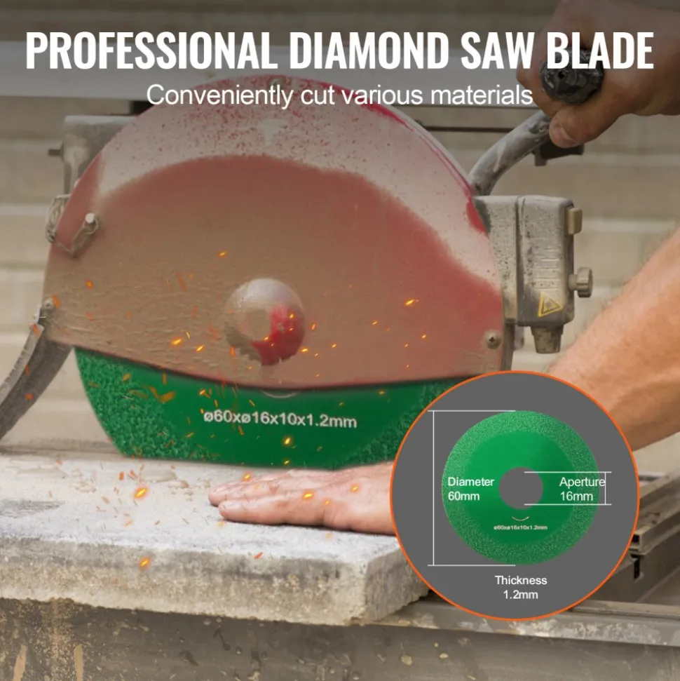 VEVOR Core Drill Bit, 2" Wet Diamond Core Drill Bits, 14" Drilling Depth Concrete Core Drill Bit with Saw Blade, 1-1/4"-7 Inner Thread, Laser Welding, Diamond Wet Coring Bit for Concrete Brick