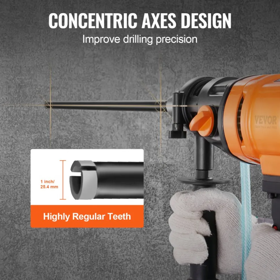 VEVOR Core Drill Bit, 1" Wet Diamond Core Drill Bits, 14" Drilling Depth Concrete Core Drill Bit, 5/8"-11 Inner Thread, Laser Welding, Diamond Wet Coring Bit for Concrete Brick and Block