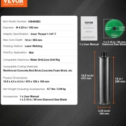 VEVOR Core Drill Bit, 4.25