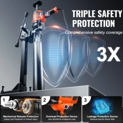 VEVOR Core Drill Machine, 0.8-6.3in Drilling Diameter Handheld Diamond Core Drill Rig with Stand and Core Drill Bit, 2000W Rugged Concrete Core Drill, Wet and Dry Use, For Concrete, Brick, Marble