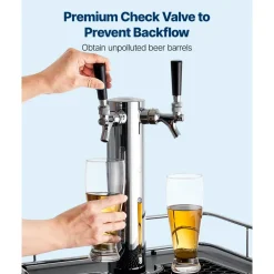 VEVOR CO2 Regulator, Dual-Gauge Dual-Valve Beer Keg Regulator, 0–60 PSI Adjustable Pressure, Heavy-Duty CO2 Tank Gas Regulator with 2 Check Valves, for Draft Beer Homebrewing, Fits CGA320 Interface