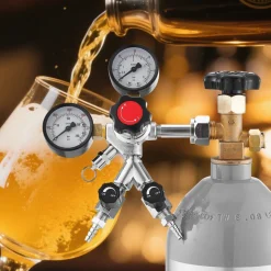 VEVOR CO2 Regulator, Dual-Gauge Dual-Valve Beer Keg Regulator, 0–60 PSI Adjustable Pressure, Heavy-Duty CO2 Tank Gas Regulator with 2 Check Valves, for Draft Beer Homebrewing, Fits CGA320 Interface