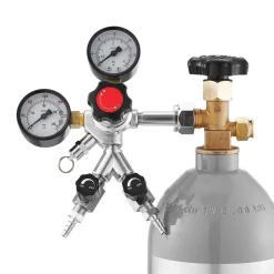VEVOR CO2 Regulator, Dual-Gauge Dual-Valve Beer Keg Regulator, 0–60 PSI Adjustable Pressure, Heavy-Duty CO2 Tank Gas Regulator with 2 Check Valves, for Draft Beer Homebrewing, Fits CGA320 Interface