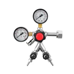 VEVOR CO2 Regulator, Dual-Gauge Dual-Valve Beer Keg Regulator, 0–60 PSI Adjustable Pressure, Heavy-Duty CO2 Tank Gas Regulator with 2 Check Valves, for Draft Beer Homebrewing, Fits CGA320 Interface