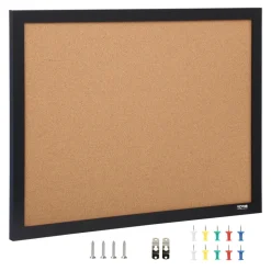 VEVOR Cork Board, 36x24 inches Bulletin Board with MDF Sticker Frame, Vision Board Includes 10 Pushpins, for Display and Decoration in Office Home and School