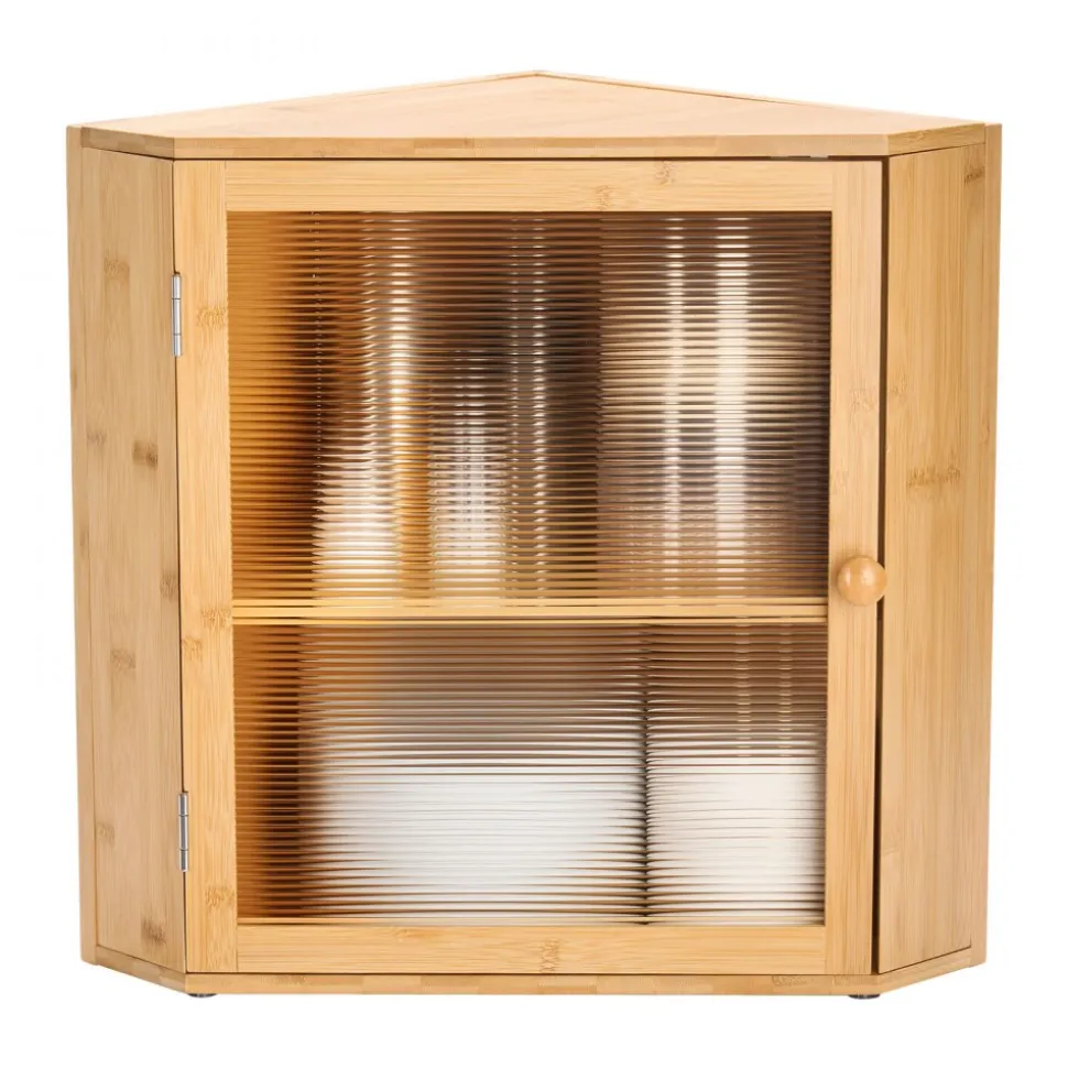 VEVOR Corner Bread Box for Kitchen Counter, Double Layer Large Capacity Bamboo Bread Storage Container, Farmhouse Wooden Breadbox for Homemade Bread, Storage Holder Bin with Acrylic Wavy Door, Natural