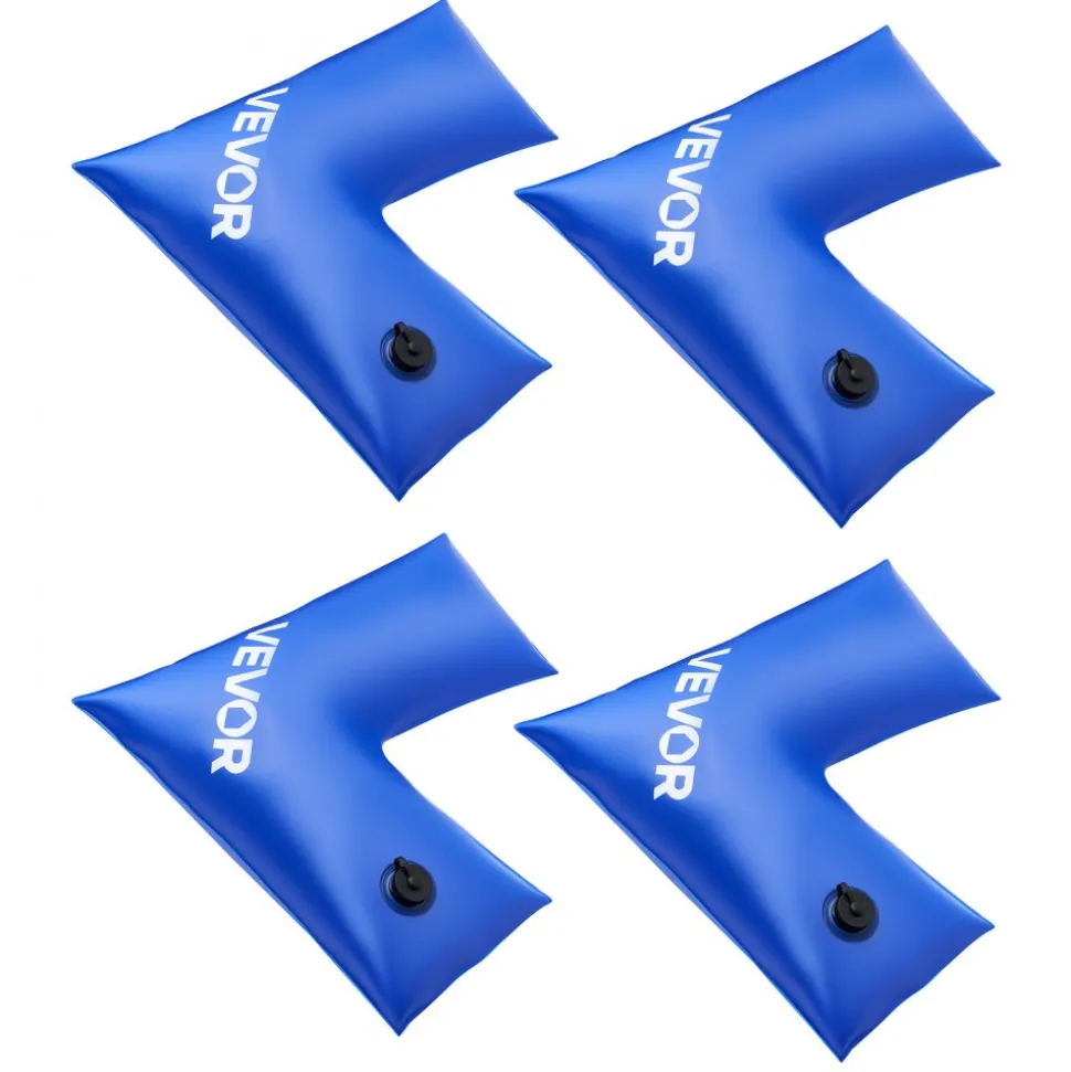 VEVOR Corner Pool Water Tubes, 4 Pack 22.4 x 22.2 in, Corner Winter Water Bags with Leakproof Screw Cap, 0.4mm Heavy Duty PVC, Cold-Resistant Weights for Inground Swimming Pool Covers