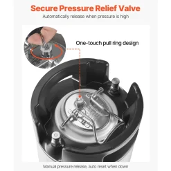VEVOR Corny Keg, 5 Gallon Ball Lock Keg, SUS304 Cold Brew Kegs with Dual Rubber Handles & Heavy-Duty Rubber Bottom, Brewing Equipment for Home Brewing Party, 2 PCS