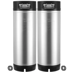 VEVOR Corny Keg, 5 Gallon Ball Lock Keg, SUS304 Cold Brew Kegs with Dual Rubber Handles & Heavy-Duty Rubber Bottom, Brewing Equipment for Home Brewing Party, 2 PCS