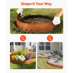 VEVOR Corten Steel Landscape Edging, 6-Pack 40 x 6 Inch Metal Edging for Landscaping with 8 Connecting Plates, Bendable Metal Garden Edge Border for Flower Bed, Yard Pathway, Rust