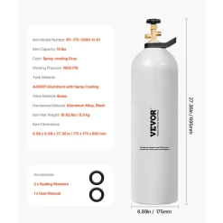 VEVOR CO2 Tank, 15 lbs New Aluminum Alloy Cylinder, CO2 Air Tank with Light Spray Coating, CGA320 Valve, Handle & Adjustable Pressure, DOT Approved Cylinder for Draft Beer Dispensing and Soda Maker